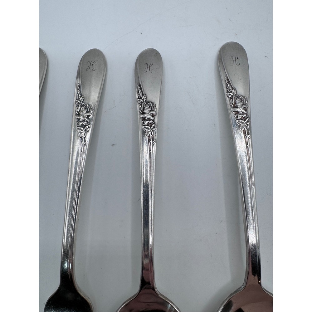 Vintage Rogers‎ Silverplate Flatware Mixed Lot Monogram H Floral Pattern 8 Pc - Picture 9 of 10
